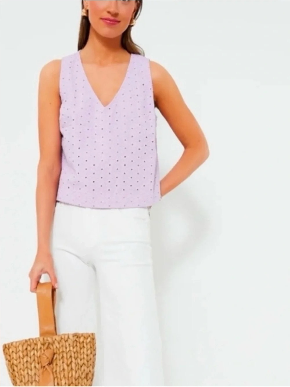 Tuckernuck Lavender Eyelet Valerie Top V-Neck NWT Size XXL Fully Lined